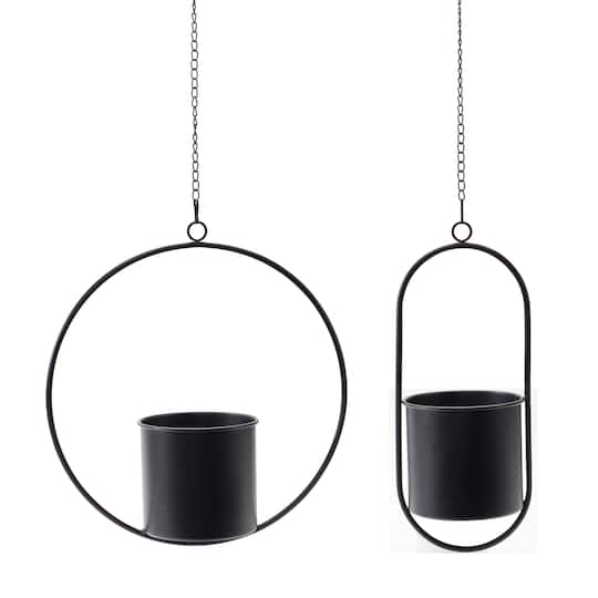 Hanging Metal Planter Set By Melrose in Black | Michaels®